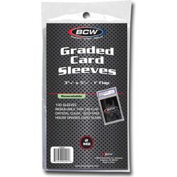 BCW Trading Card Supplies - RESEALABLE GRADED CARD SLEEVES [1 Pack - 100 Sleeves Total]