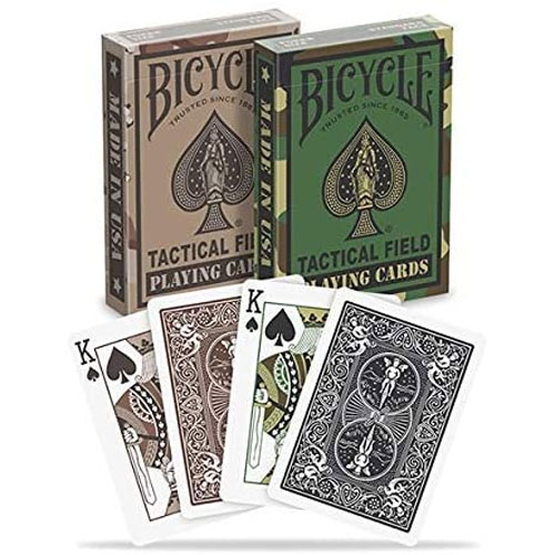 Bicycle Poker Playing Cards - Tactical Field - SET OF 2 DECKS (Brown Desert & Green Jungle Camo)