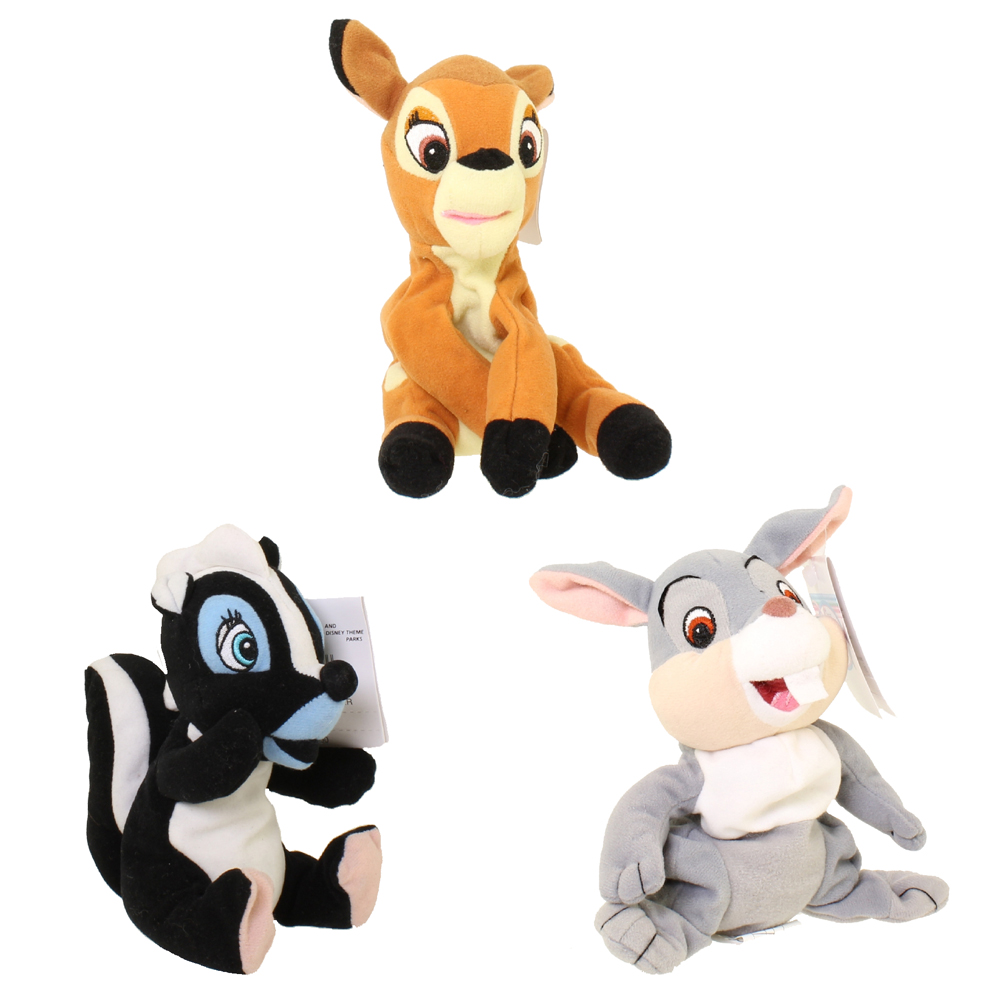 Disney Bean Bag Plush - SET OF 3 BAMBI, THUMPER, and FLOWER