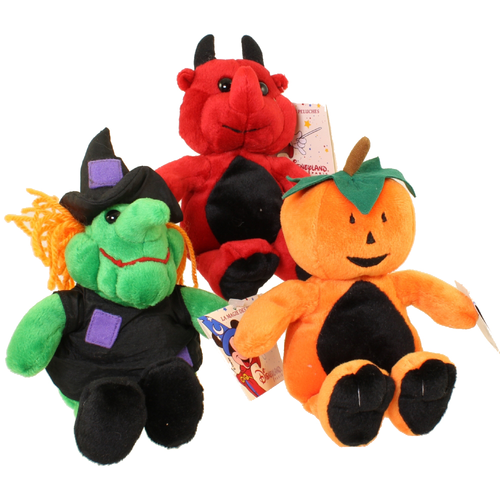 Disney Bean Bag Plush - SET OF 3 Halloween Assortment (WITCH,PUMPKIN,DEVIL)