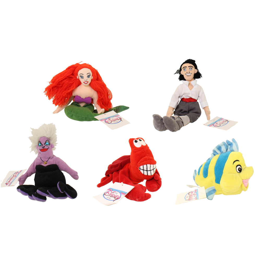 Disney Bean Bag Plush - SET OF 5 The Little Mermaid (ARIEL,FLOUNDER,URSULA,ERIC,SEBASTIAN)