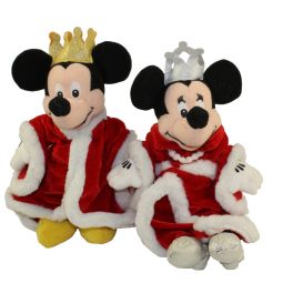 Disney Bean Bag Plushes - SET OF 2  KING MICKEY & QUEEN MINNIE MOUSE (10 inch)