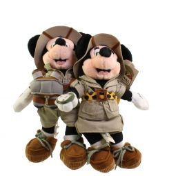 Disney Bean Bag Plushes - SET of 2 SAFARI Mickey & Minnie Mouse (9 inch)
