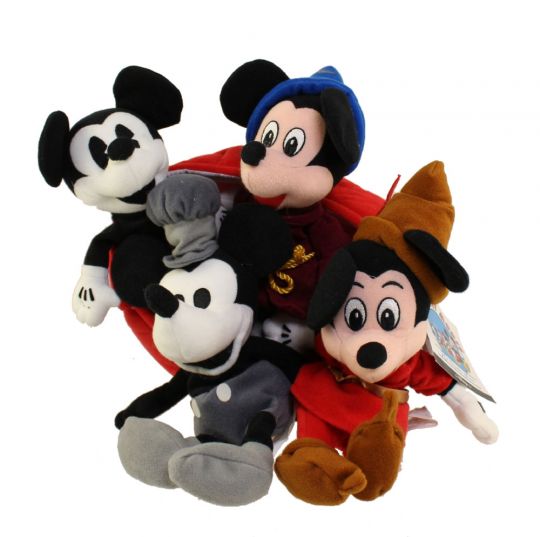 70th Anniversary Mickey Mouse Bean Bag Set 4 Plush Disney Tailor Steamboat for sale online 
