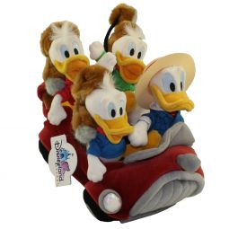Disney Bean Bag Plush Set - DONALD DUCK & NEPHEWS in Car (Mickey Mouse)(10 inch)(2001 Disneyana Con)