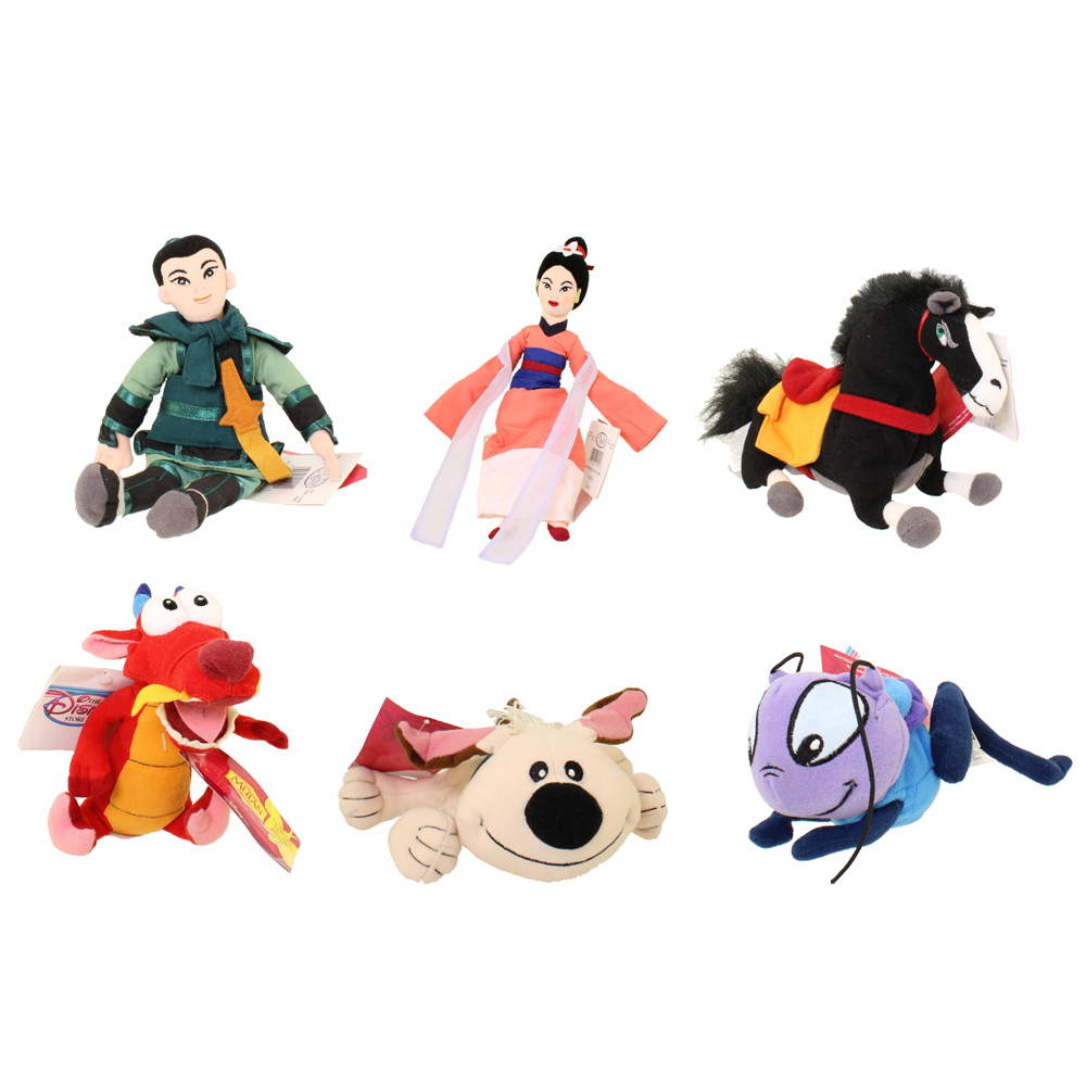 Disney Bean Bag Plush - SET OF 6 Mulan (MUSHU,KHAN,CRICKET+3)