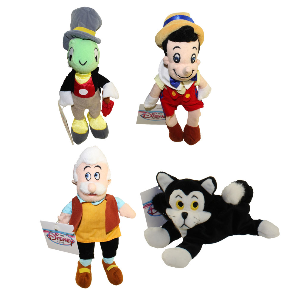 Disney Bean Bag Plush - Set OF 4 PINOCCHIO (JIMINY CRICKET,FIGARO,GEPPETTO)