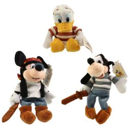 Disney Bean Bag Plushes - SET OF 3 PIRATES (Mickey Mouse, Donald Duck & Goofy)