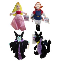 Disney Bean Bag Plush - SET OF 4 Sleeping Beauty (PRINCESS AURORA,MALEFICENT,DRAGON,PRINCE PHILLIP)