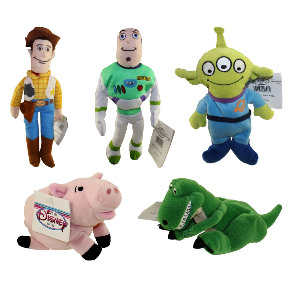 Disney Bean Bag Plush - SET OF 5 Toy Story (Woody, Alien, Buzz, Rex, Hamm)