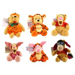 Disney Bean Bag Plush - POOH HALLOWEEN SET OF 6 (2 Pooh, 2 Tigger, Eeyore & Piglet)