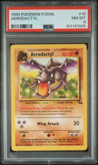 PSA 8 - Pokemon Card - Fossil 16/62 - AERODACTYL (rare) - NM-MT