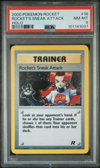PSA 8 - Pokemon Card - Team Rocket 16/82 - ROCKET'S SNEAK ATTACK (holo-foil) - NM-MT