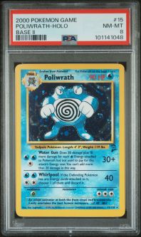 PSA 8 - Pokemon Card - Base 2 Set 15/130 - POLIWRATH (holo-foil) - NM-MT