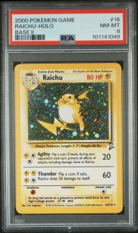 PSA 8 - Pokemon Card - Base 2 Set 16/130 - RAICHU (holo-foil) - NM-MT