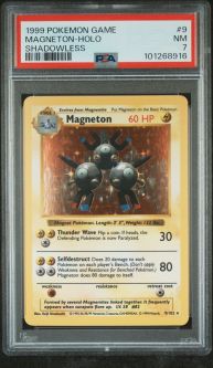 PSA 7 - Pokemon Card - Base 9/102 - MAGNETON (holo-foil) *Shadowless* - NM