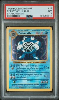 PSA 7 - Pokemon Card - Base 13/102 - POLIWRATH (holo-foil) *Shadowless* - NM