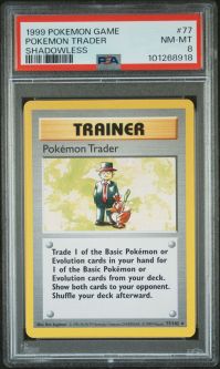 PSA 8 - Pokemon Card - Base 77/102 - POKEMON TRADER (rare) *Shadowless* - NM-MT