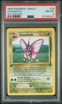 PSA 8 - Pokemon Card - Jungle 29/64 - VENOMOTH (rare) *1st Edition* - NM-MT