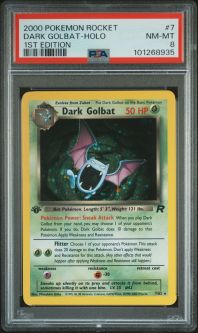 PSA 8 - Pokemon Card - Team Rocket 7/82 - DARK GOLBAT (holo-foil) *1st Edition* - NM-MT