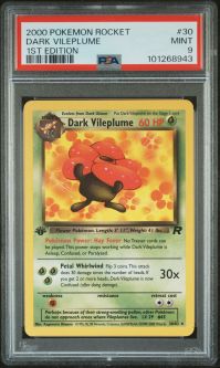 PSA 9 - Pokemon Card - Team Rocket 30/82 - DARK VILEPLUME (rare) *1st Edition* - MINT