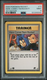 PSA 9 - Pokemon Card - Team Rocket 71/82 - HERE COMES TEAM ROCKET (rare) *1st Edition* - MINT