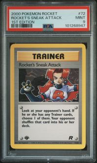 PSA 9 - Pokemon Card - Team Rocket 72/82 - ROCKET'S SNEAK ATTACK (rare) *1st Edition* - MINT