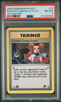 PSA 8 - Pokemon Card - Team Rocket 72/82 - ROCKET'S SNEAK ATTACK (rare) *1st Edition* - NM-MT