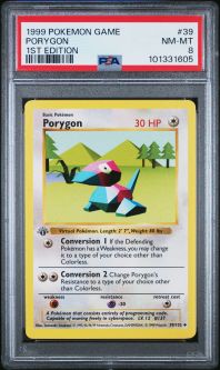 PSA 8 - Pokemon Card - Base 39/102 - PORYGON (uncommon) *1st Edition* - NM-MT