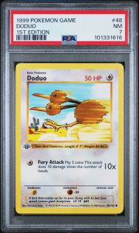 PSA 7 - Pokemon Card - Base 48/102 - DODUO (common) *1st Edition* - NM