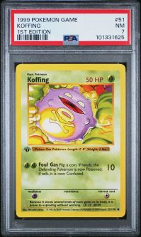 PSA 7 - Pokemon Card - Base 51/102 - KOFFING (common) *1st Edition* - NM