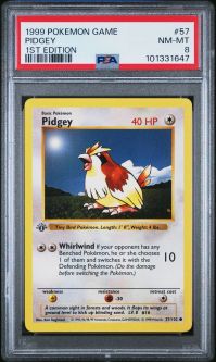 PSA 8 - Pokemon Card - Base 57/102 - PIDGEY (common) *1st Edition* - NM-MT