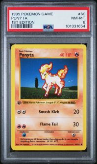 PSA 8 - Pokemon Card - Base 60/102 - PONYTA (common) *1st Edition* - NM-MT