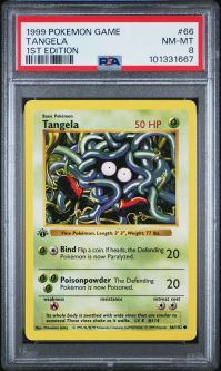 PSA 8 - Pokemon Card - Base 66/102 - TANGELA (common) *1st Edition* - NM-MT