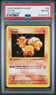 PSA 8 - Pokemon Card - Base 68/102 - VULPIX (common) *1st Edition* - NM-MT