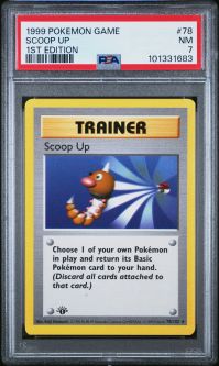 PSA 7 - Pokemon Card - Base 78/102 - SCOOP UP (rare) *1st Edition* - NM