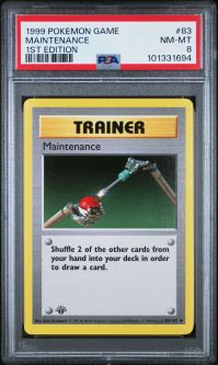 PSA 8 - Pokemon Card - Base 83/102 - MAINTENANCE (uncommon) *1st Edition* - NM-MT
