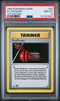 PSA 8 - Pokemon Card - Base 84/102 - PLUSPOWER (uncommon) *1st Edition* - NM-MT