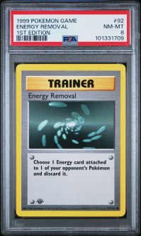 PSA 8 - Pokemon Card - Base 92/102 - ENERGY REMOVAL (common) *1st Edition* - NM-MT