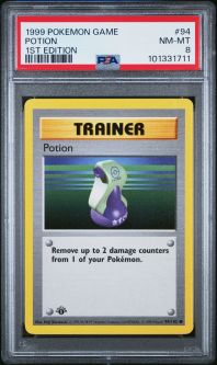 PSA 8 - Pokemon Card - Base 94/102 - POTION (common) *1st Edition* - NM-MT