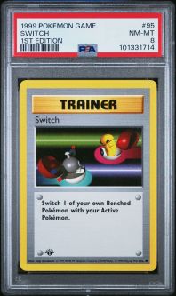 PSA 8 - Pokemon Card - Base 95/102 - SWITCH (common) *1st Edition* - NM-MT