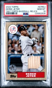 PSA 10 - DEREK JETER - 2022 Topps #87RDJ (1987 Baseball Relic Bat) - MLB Card - MINT