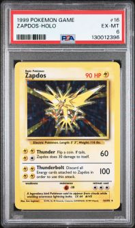 PSA 6 - Pokemon Card - Base 16/102 - ZAPDOS (holo-foil) - EX-MT