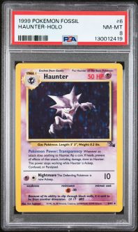 PSA 8 - Pokemon Card - Fossil 6/62 - HAUNTER (holo-foil) - NM-MT