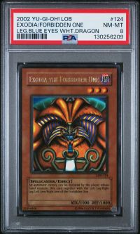 PSA 8 - Yu-Gi-Oh Card - LOB-124 - EXODIA the FORBIDDEN ONE (ultra rare holo) - NM-MT