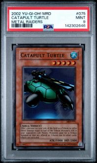 PSA 9 - Yu-Gi-Oh Card - MRD-075 - CATAPULT TURTLE (super rare holo) - MINT