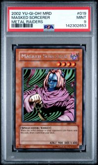 PSA 9 - Yu-Gi-Oh Card - MRD-019 - MASKED SORCERER (rare) - MINT