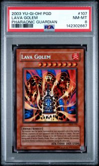 PSA 8 - Yu-Gi-Oh Card - PGD-107 - LAVA GOLEM (secret rare holo) - NM-MT