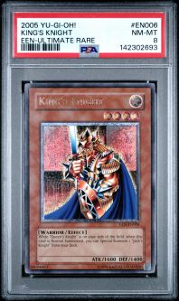 PSA 8 - Yu-Gi-Oh Card - EEN-EN006 - KING'S KNIGHT (ultimate rare holo) - NM-MT