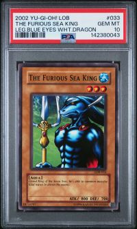 PSA 10 - Yu-Gi-Oh Card - LOB-033 - THE FURIOUS SEA KING (common) - GEM MINT